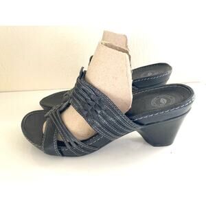 Nature Women's Sandals Heels Shoes Black Leather Size 10M